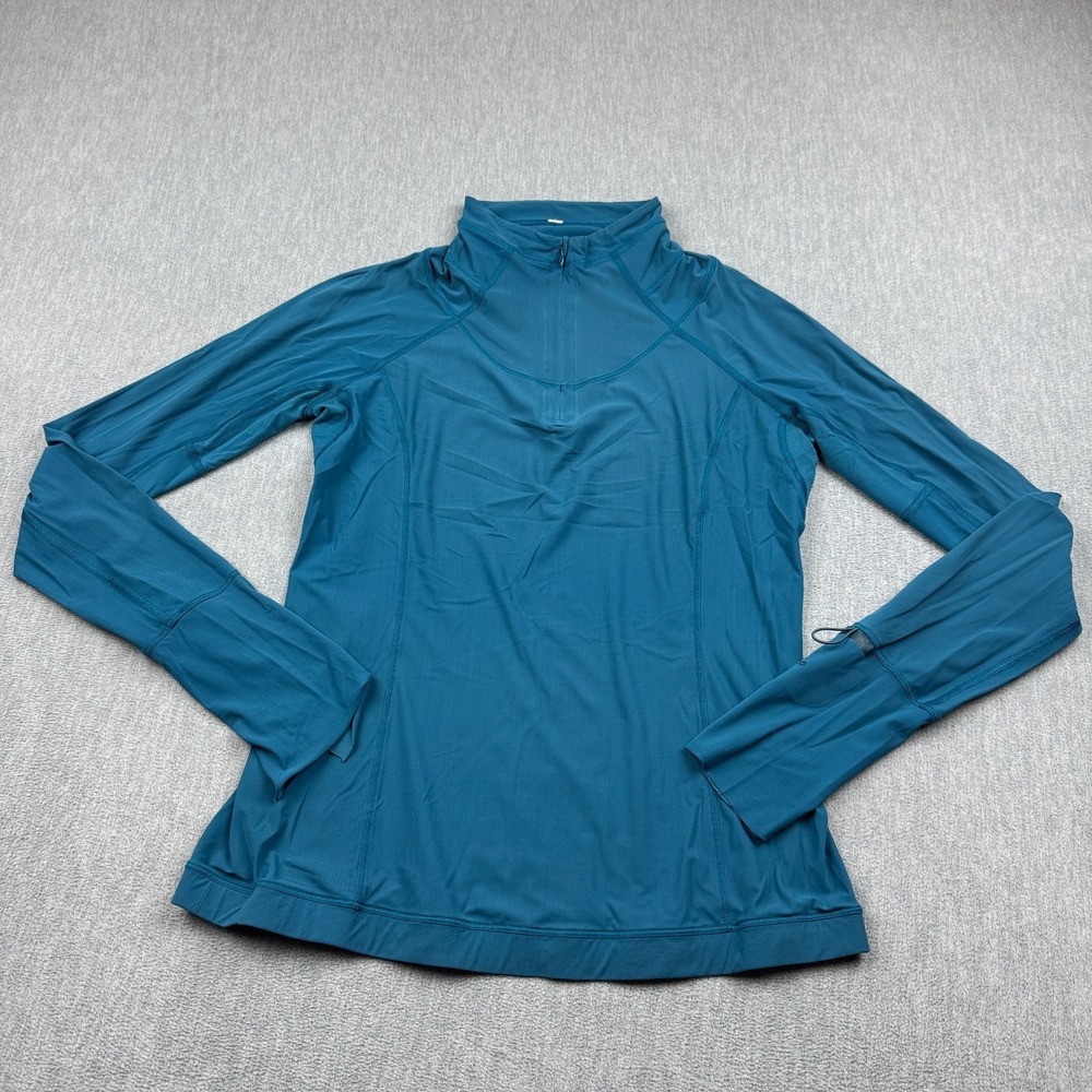 Lululemon Shirt Top Womens 6 Blue Sunaway Runaway 1/2 Zip Long Sleeve Running